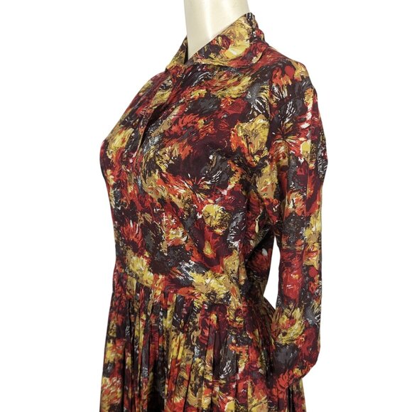 Trashy Diva by Candice‎ Gwinn Warm Watercolor orange gold pleated Dress 8 - Picture 9 of 16